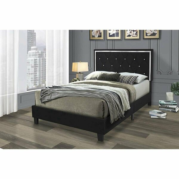 Better Home Monica Velvet Upholstered Full Size Platform Bed, Black Monica-46-Blk